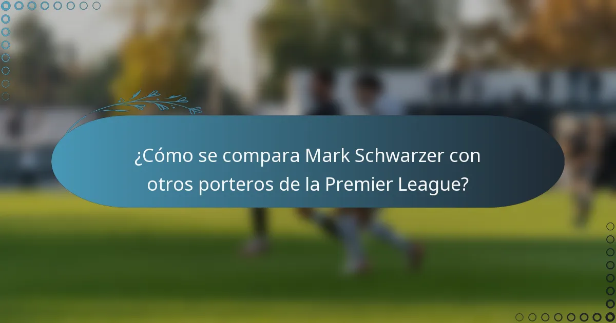 ¿Cómo se compara Mark Schwarzer con otros porteros de la Premier League?