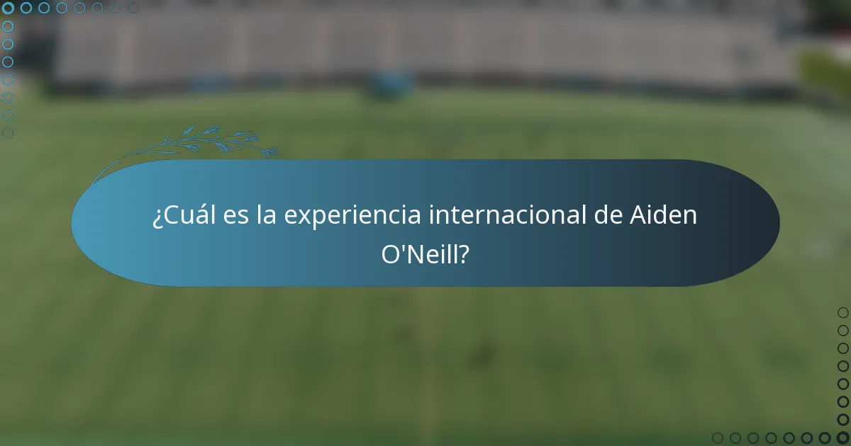 ¿Cuál es la experiencia internacional de Aiden O'Neill?