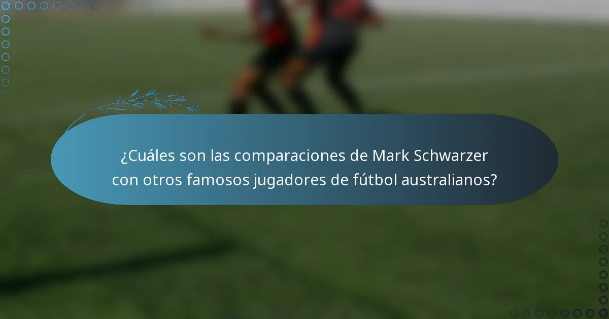 ¿Cuáles son las comparaciones de Mark Schwarzer con otros famosos jugadores de fútbol australianos?