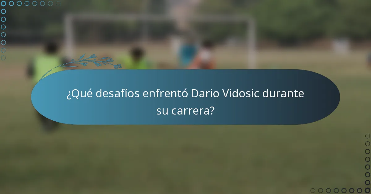 ¿Qué desafíos enfrentó Dario Vidosic durante su carrera?