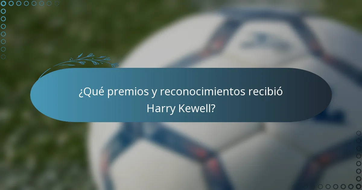 ¿Qué premios y reconocimientos recibió Harry Kewell?